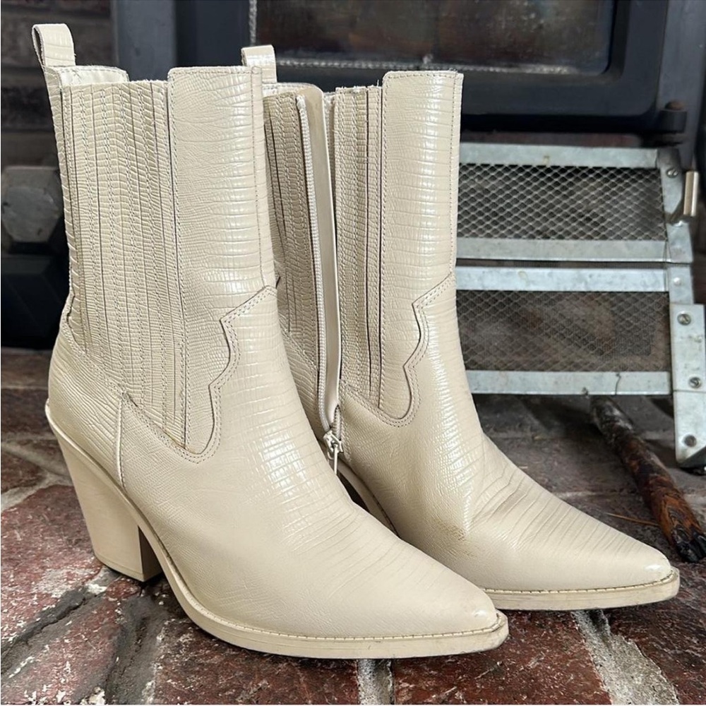 Aldo Cream Western Ankle Boots
